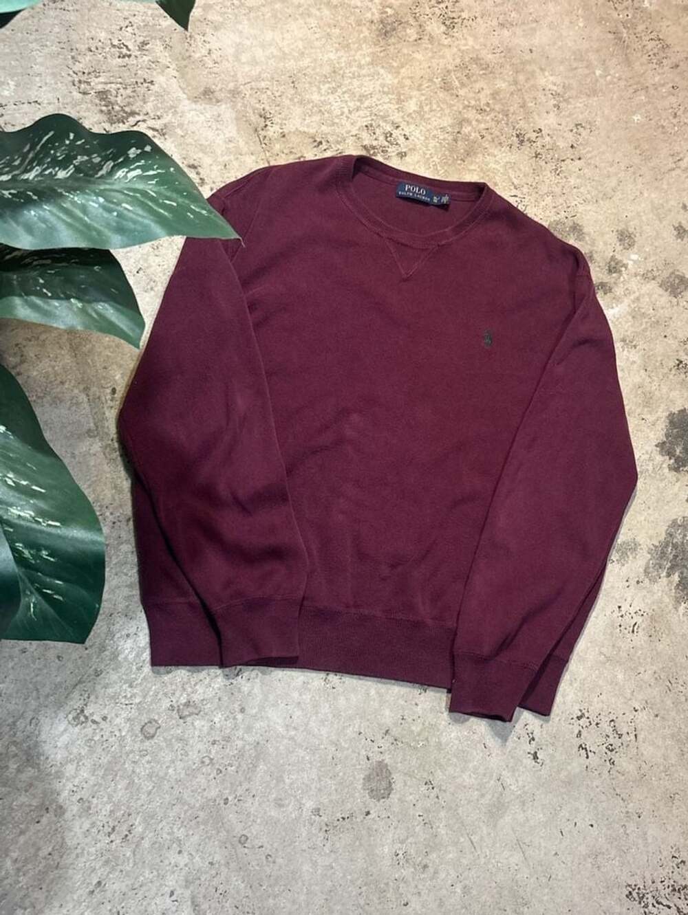 Polo Ralph Lauren Burgundy Crewneck Sweatshirt with V-Insert XL